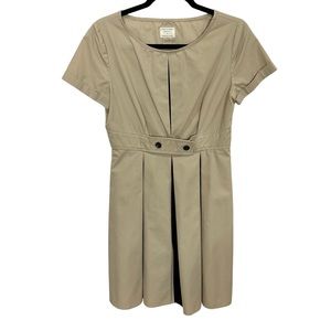 Rag & Bone New York Fit and Flare Pleated Khaki Collared Dress Made in The USA